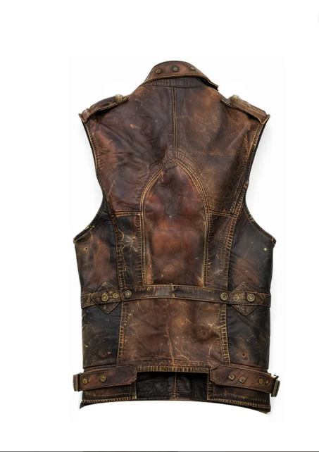 Men’s Amell Vintage Distressed Brown Leather Vest