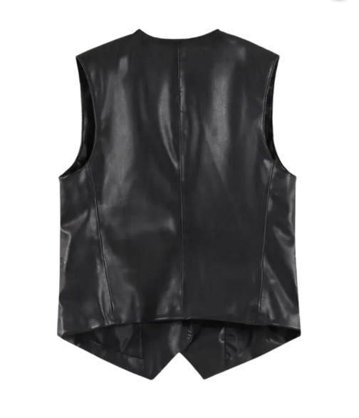 Men’s Black Faux Leather Vest