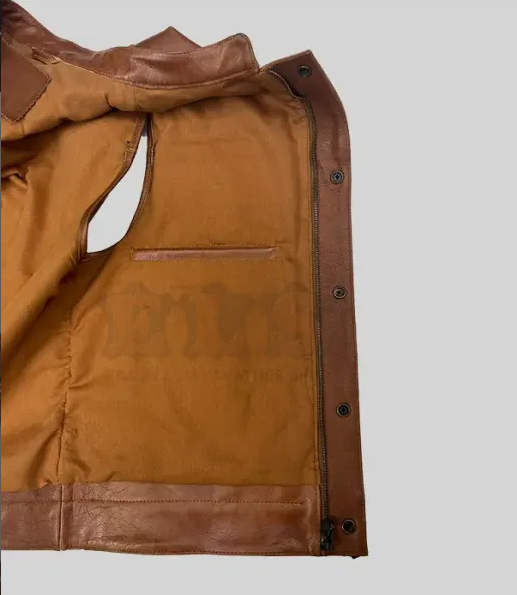 Men’s Multi Pocket Brown Leather Vest