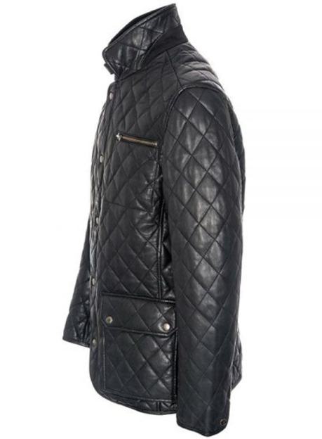 Men’s Quilted Black Cafe Racer Jacket
