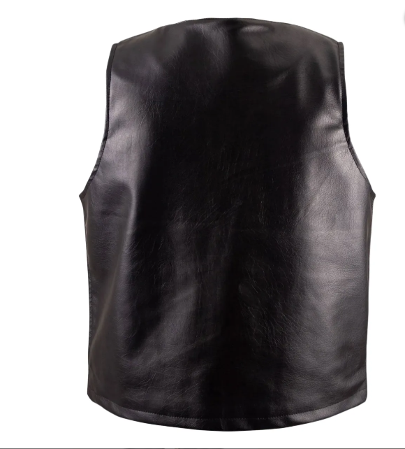 Mens Black Leather Hunting Vest