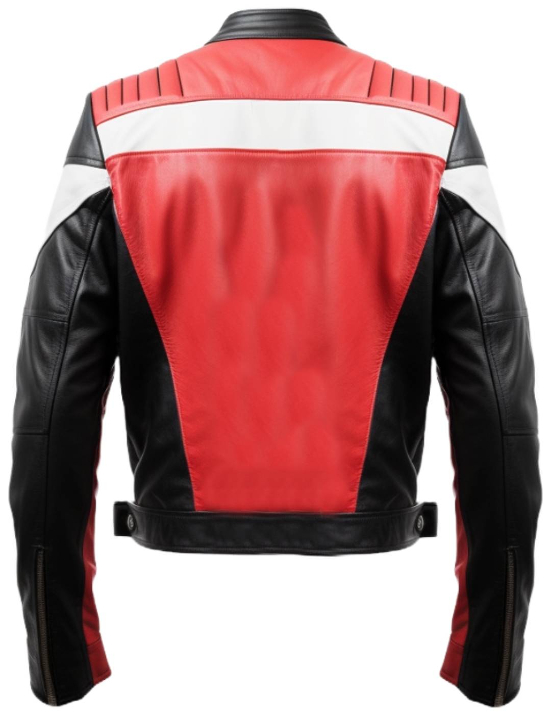 Mens Leather Jacket - Faux Leather Red and Black