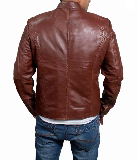 Motorcycle Brown Leather Jacket