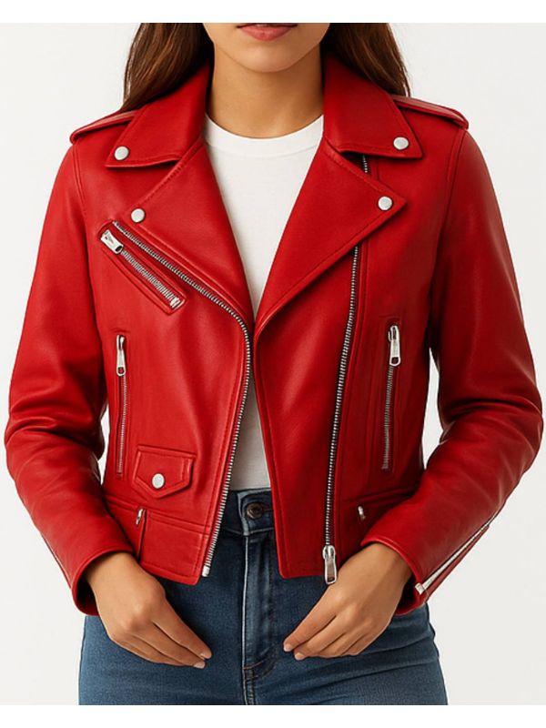 Olivia Leather Red Jacket - Women Leather Jacket Red