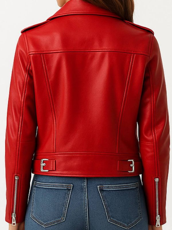 Olivia Leather Red Jacket - Women Leather Jacket Red