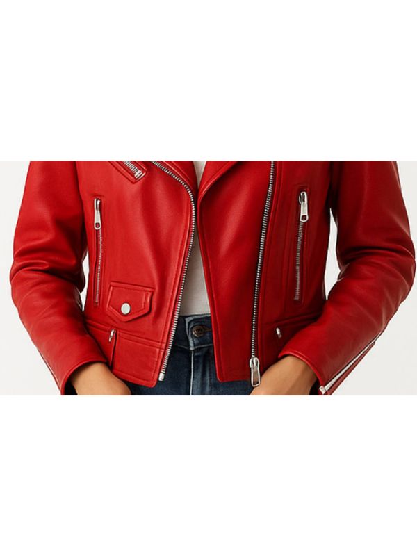 Olivia Leather Red Jacket - Women Leather Jacket Red