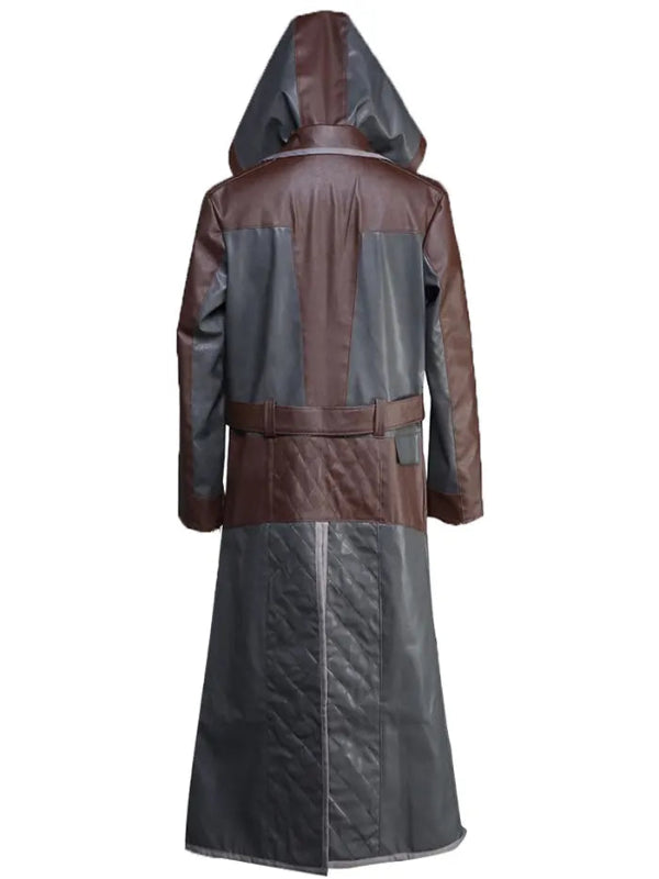 PUBG Brown and Grey Leather Coat With Hoodie