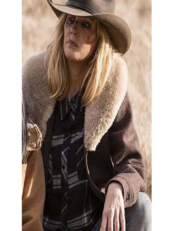 Pure Wool Yellowstone Beth Dutton Shearling Coat