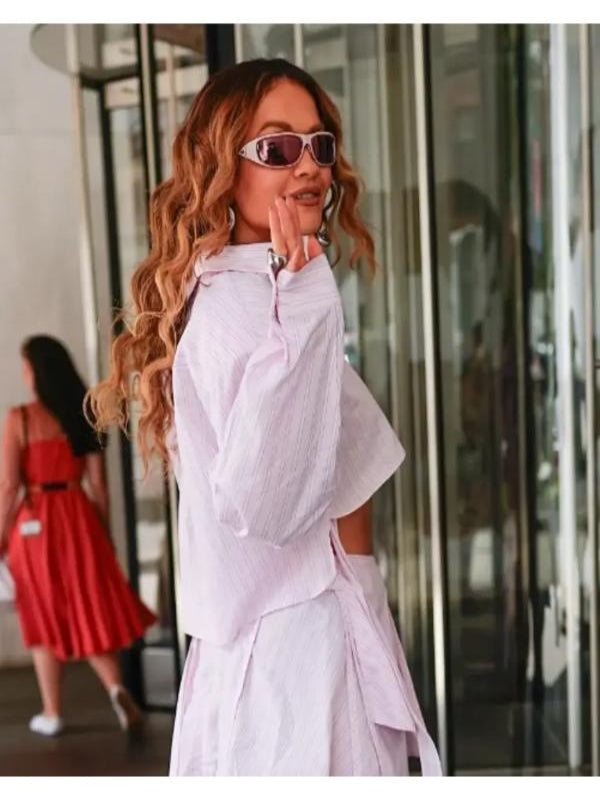 Rita Ora NYC 2025 Pink Shirt