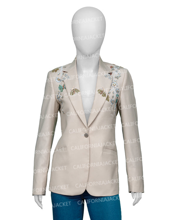 The View 2025 Joy Behar Beige Beaded Blazer