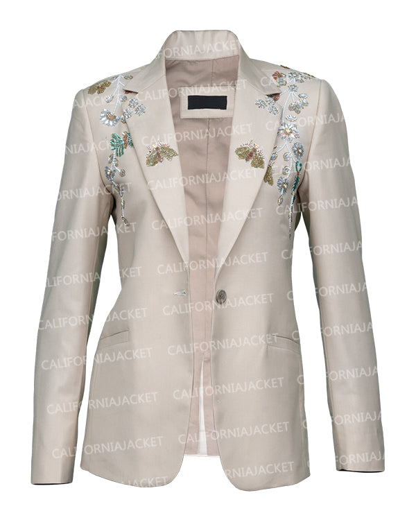 The View 2025 Joy Behar Beige Beaded Blazer