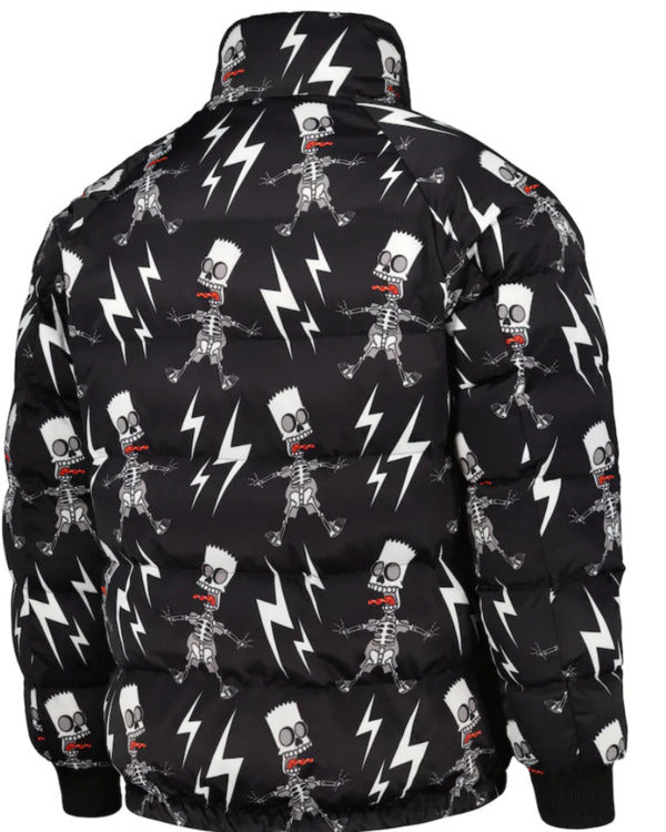 The Simpsons Electric Bart Raglan Black Puffer Jacket
