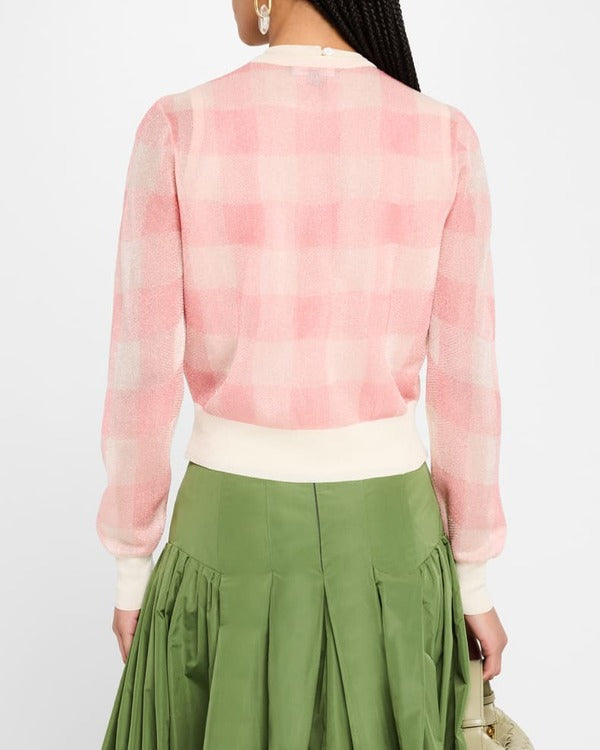 The Today Show 2025 Dylan Dreyer Pink Checkered Cardigan