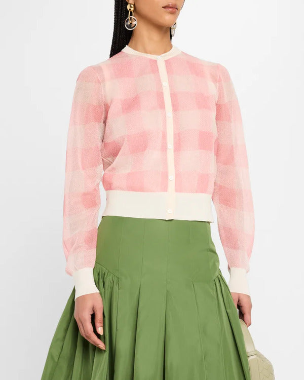The Today Show 2025 Dylan Dreyer Pink Checkered Cardigan