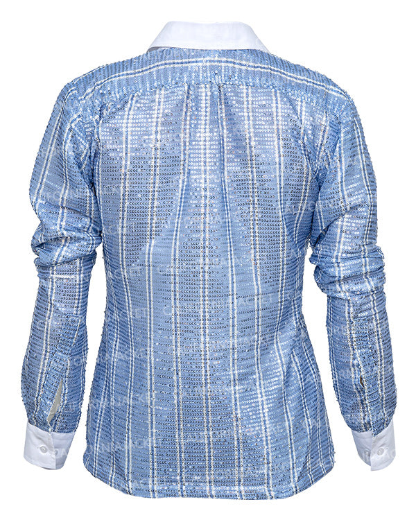 The Today Show 2025 Savannah Guthrie Blue Sequin Striped Shirt