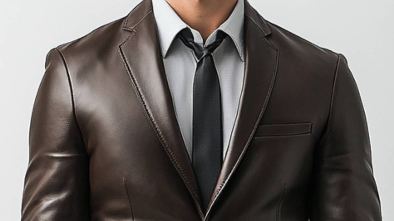 Tommy Brown Leather Blazer - Leather Blazer for Men Brown