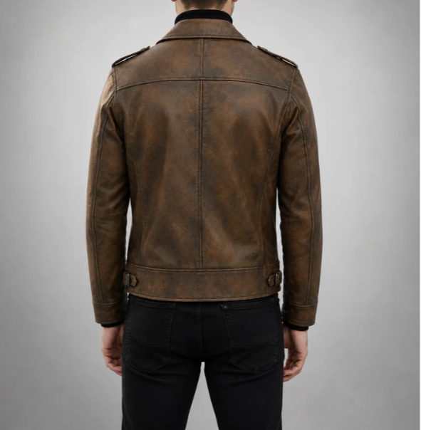 Vintage Warrior Distressed Brown Leather Jacket