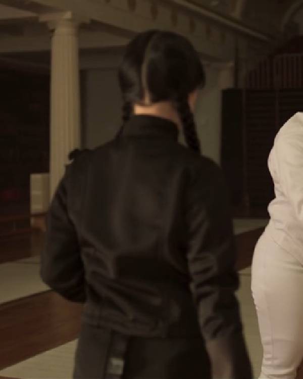 Wednesday Jenna Ortega Neck Cropped Black Shirt - 2