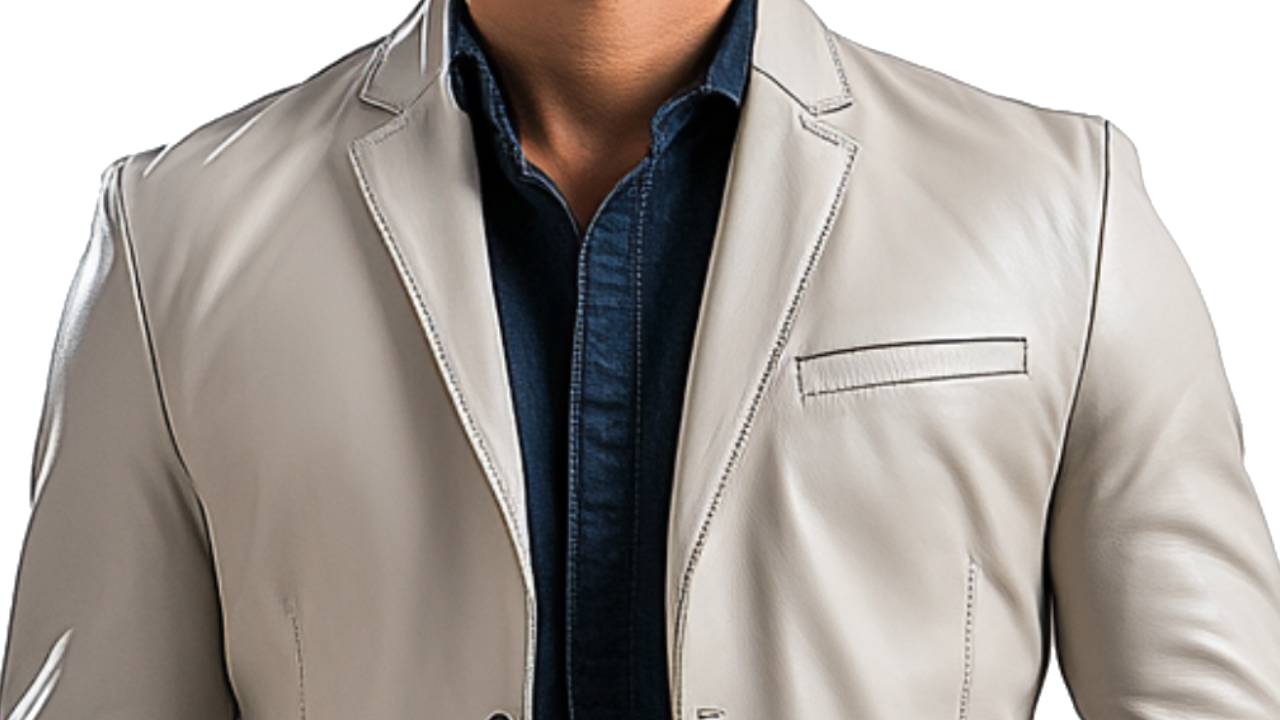 William White Leather Blazer - Leather Blazer for Men White