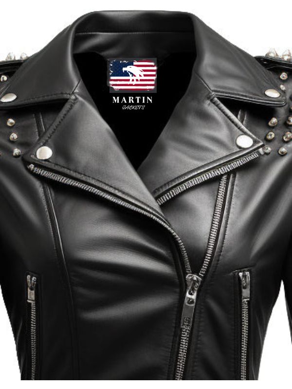 Women Black Biker Slimft Real Leather Jacket