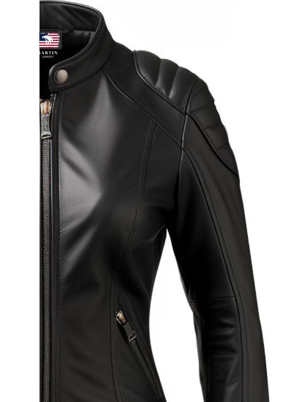 Women Black Bomber Leather Jacket