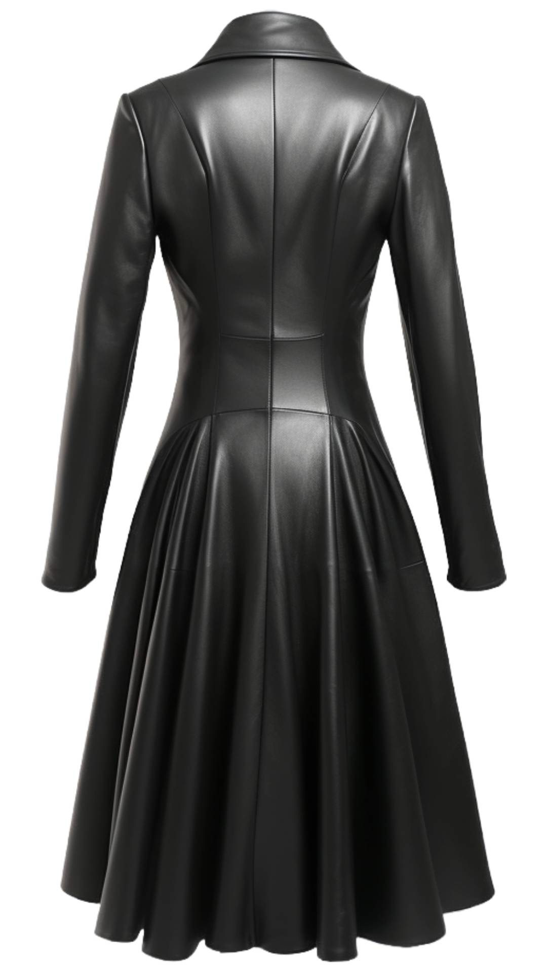 Women Black Leather Long Coat - Long Leather Coat