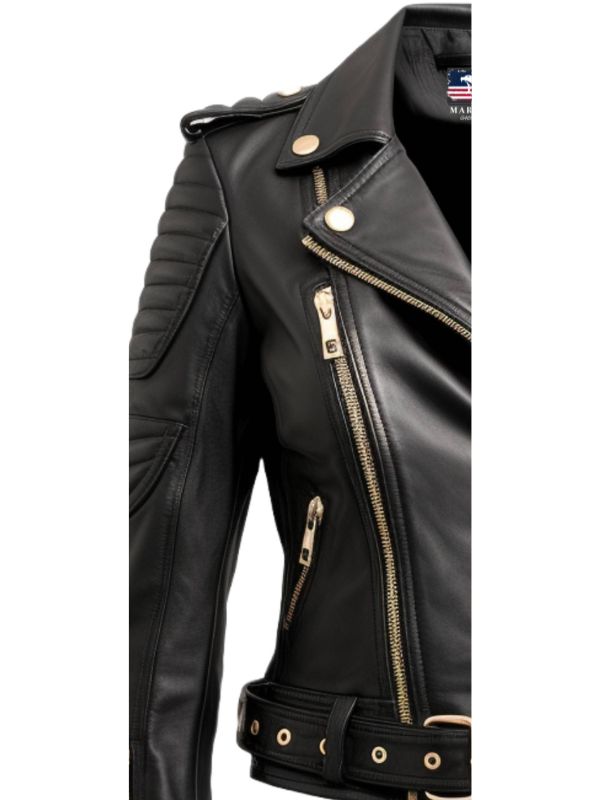 Women Black Quilted Designer Leather Jacket