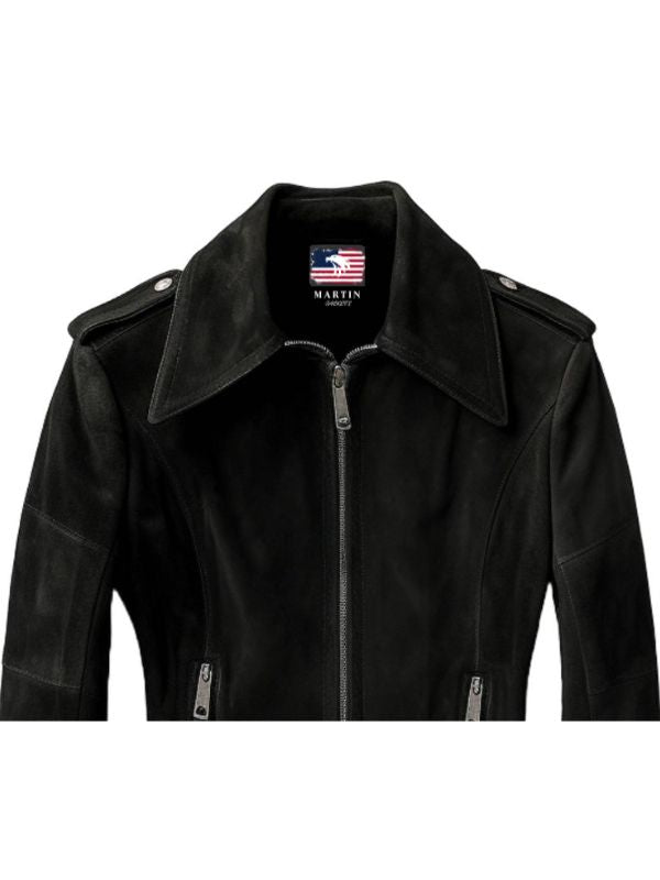 Women Black Suede Leather Jacket