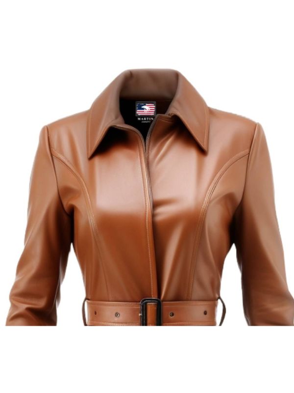 Women Brown Leather Coat - Brown Stylish Leather Coat
