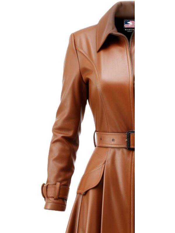 Women Brown Leather Coat - Brown Stylish Leather Coat