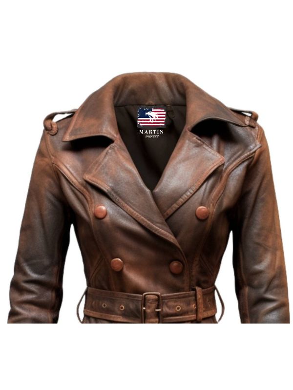 Women Brown Vintage Leather Coat - Vintage Leather Coat