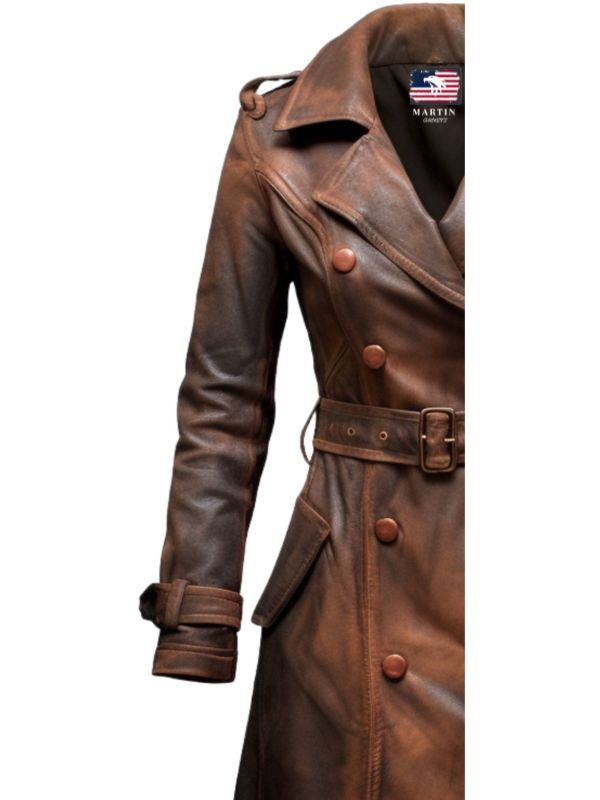 Women Brown Vintage Leather Coat - Vintage Leather Coat