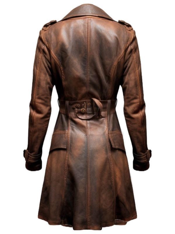 Women Brown Vintage Leather Coat - Vintage Leather Coat