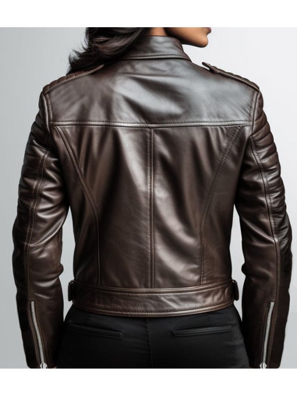 Women Classy Designer Brown Leather Jacket (Dual Color)