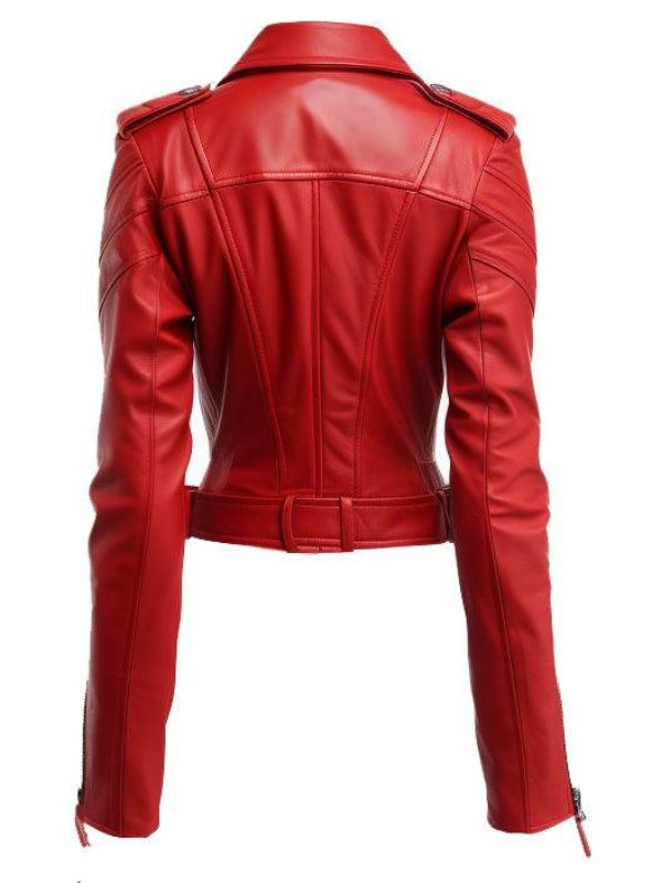 Women Emma Casual Leather Jacket - Red
