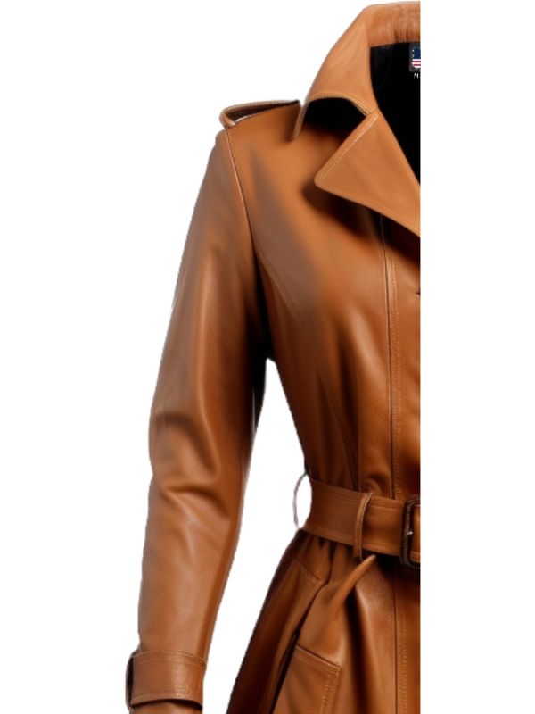 Women Leather Coat - Tan Leather Coat for Women