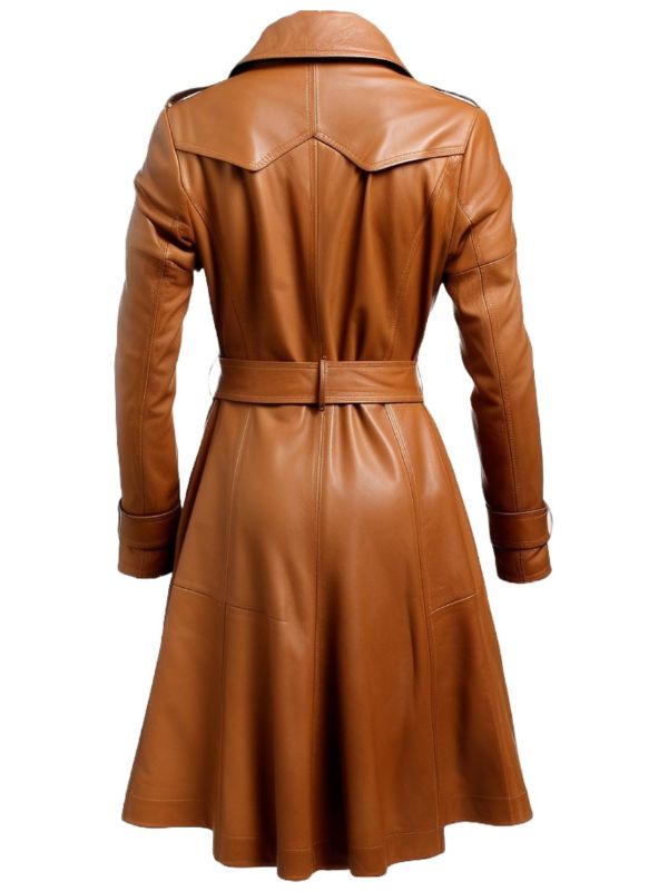 Women Leather Coat - Tan Leather Coat for Women