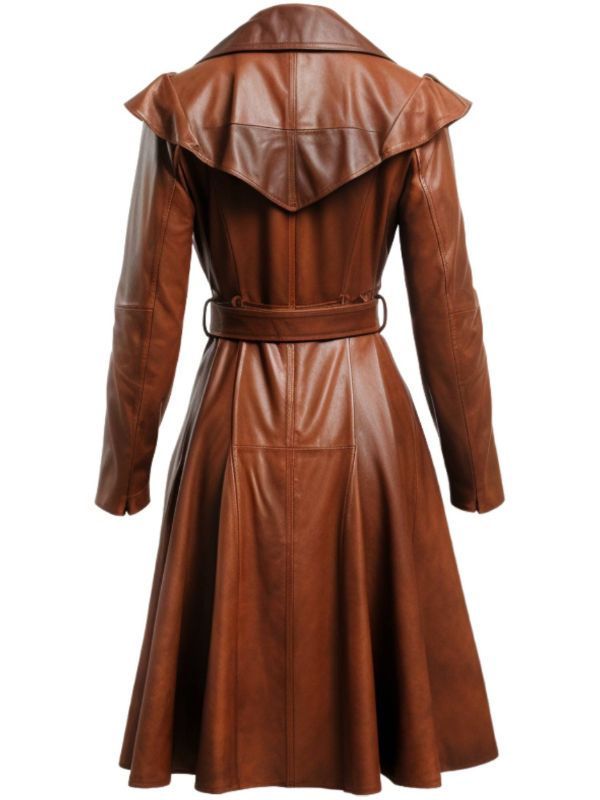Women Vintage Brown Distressed Leather Coat - Classic Brown Leather Coat