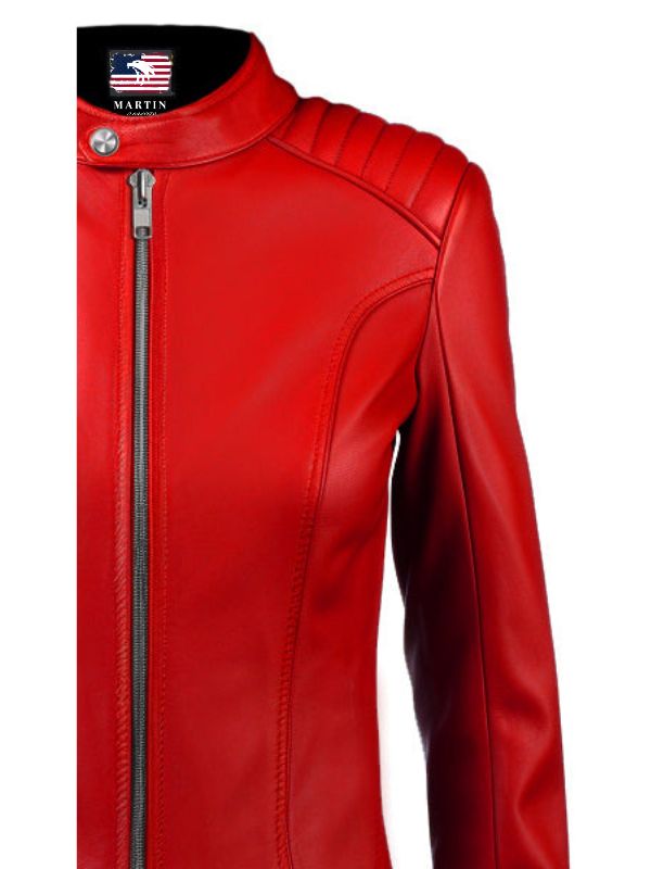 Womens Red Leather Jacket
