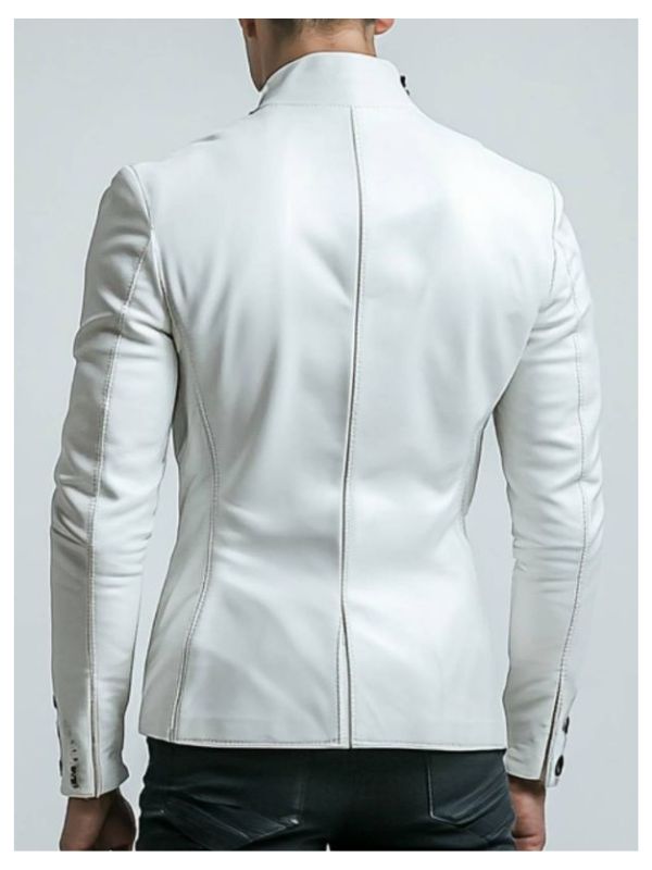 Albie White Leather Blazer - Leather Blazer for Men White