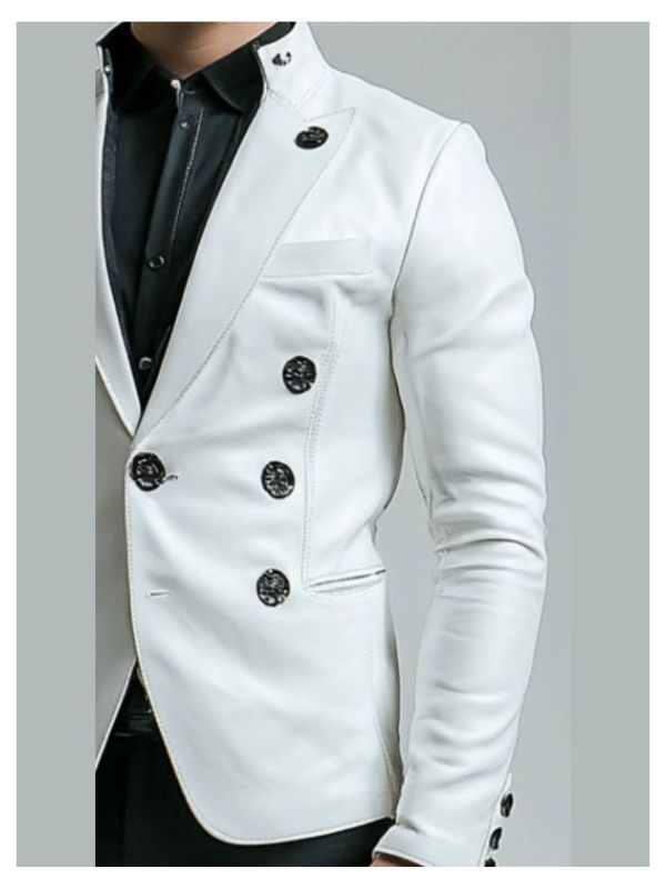 Albie White Leather Blazer - Leather Blazer for Men White