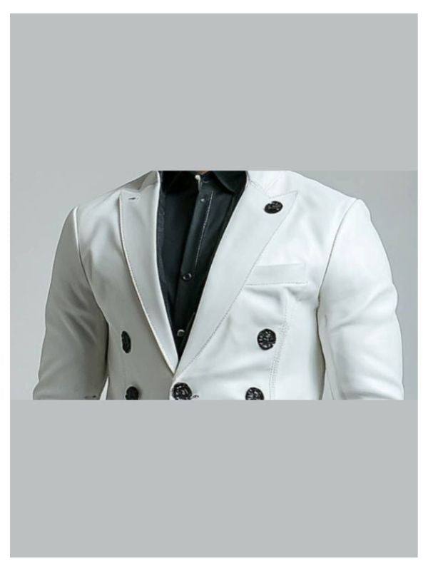 Albie White Leather Blazer - Leather Blazer for Men White