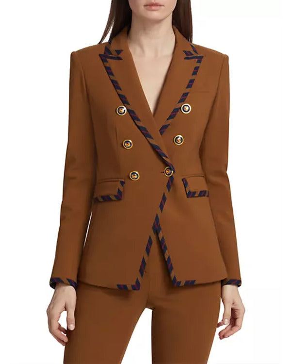 The Today Show 2025 Cecilia Cuff Stripe Trim Brown Blazer