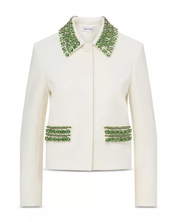 The View 2025 Joy Behar White And Green Embellished Jacket