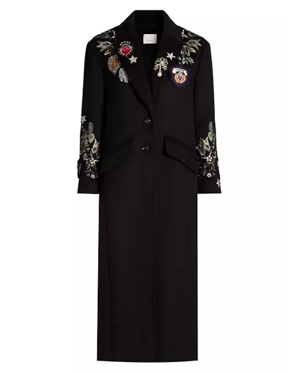 The Today Show 2025 Jenna Bush Hager Black Embroidered Coat