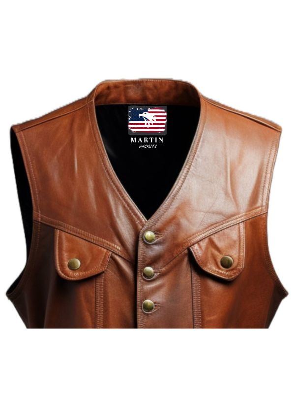 Classic Brown Leather Vest for Men