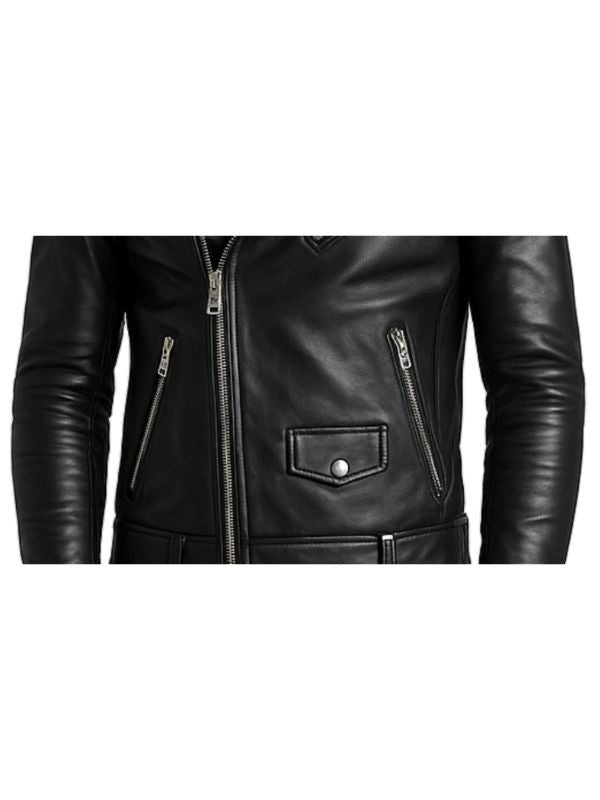 Ezra Black Leather Jacket - Men Leather Jacket Black