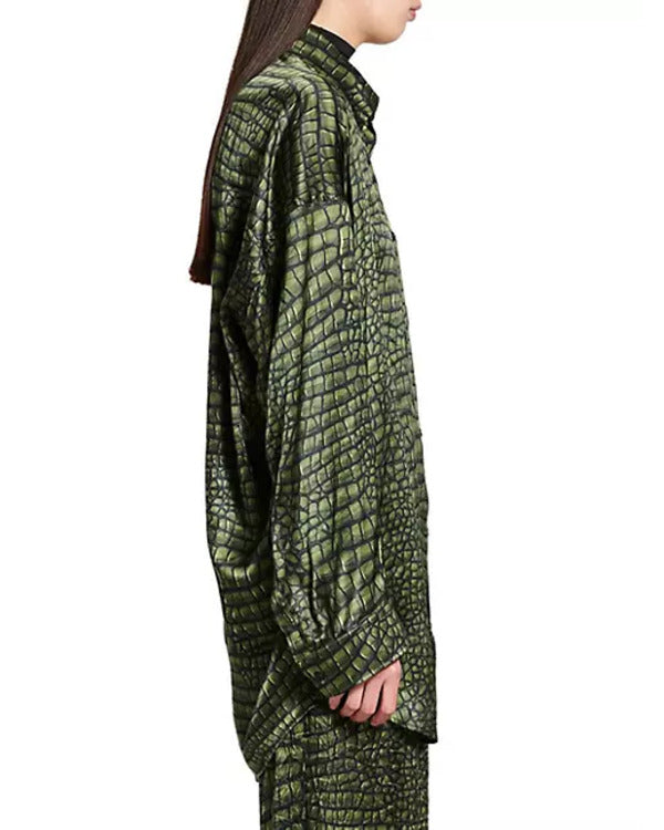 The Project 2025 Michelle Yeoh Green Croc Print Shirt
