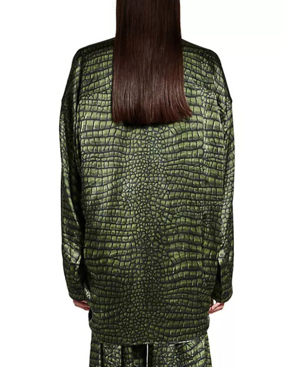 The Project 2025 Michelle Yeoh Green Croc Print Shirt