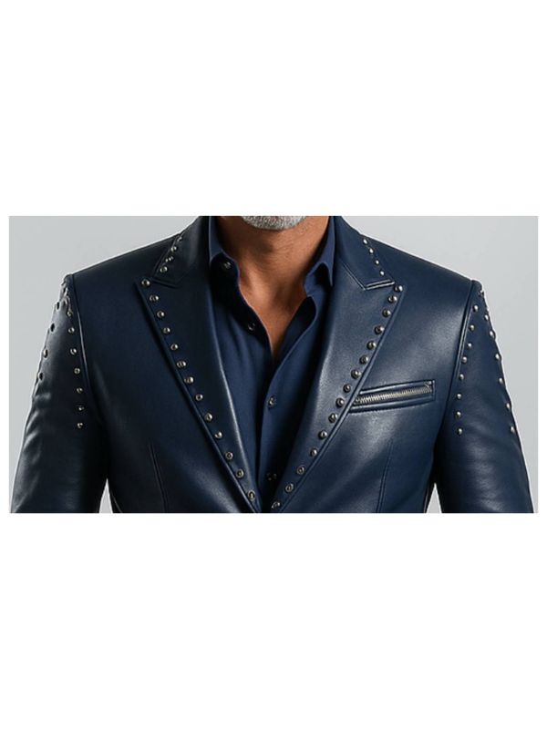 Jack Blue Leather Blazer Leather Blazer for Men Blue